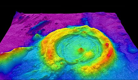 Water depth measurement and contour coloring using lidar